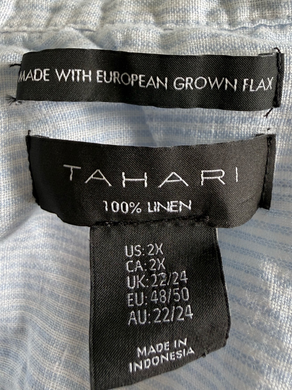 Tahari 100% Linen Striped Sleeveless Shirt Dress Blue White Coastal Chic 2X - Picture 6 of 9